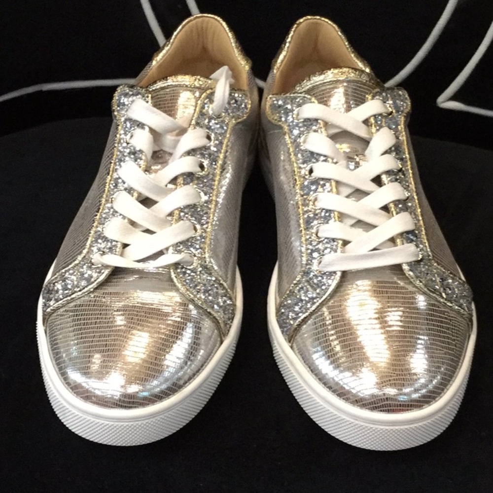 Christian Louboutin Silver Seava Glitter Low-Top Sneakers